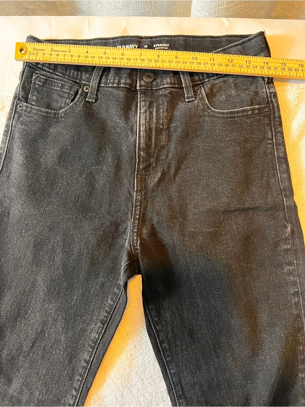 Old Navy Boys Black Straight Jeans - Classic Fit Size 18